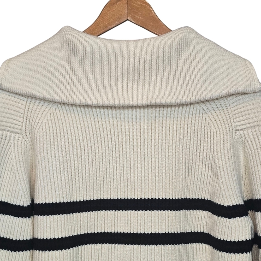BlankNYC Turn-Neck Peak Hour Striped Sweater Ivory Black NWT Size Small - Picture 11 of 16
